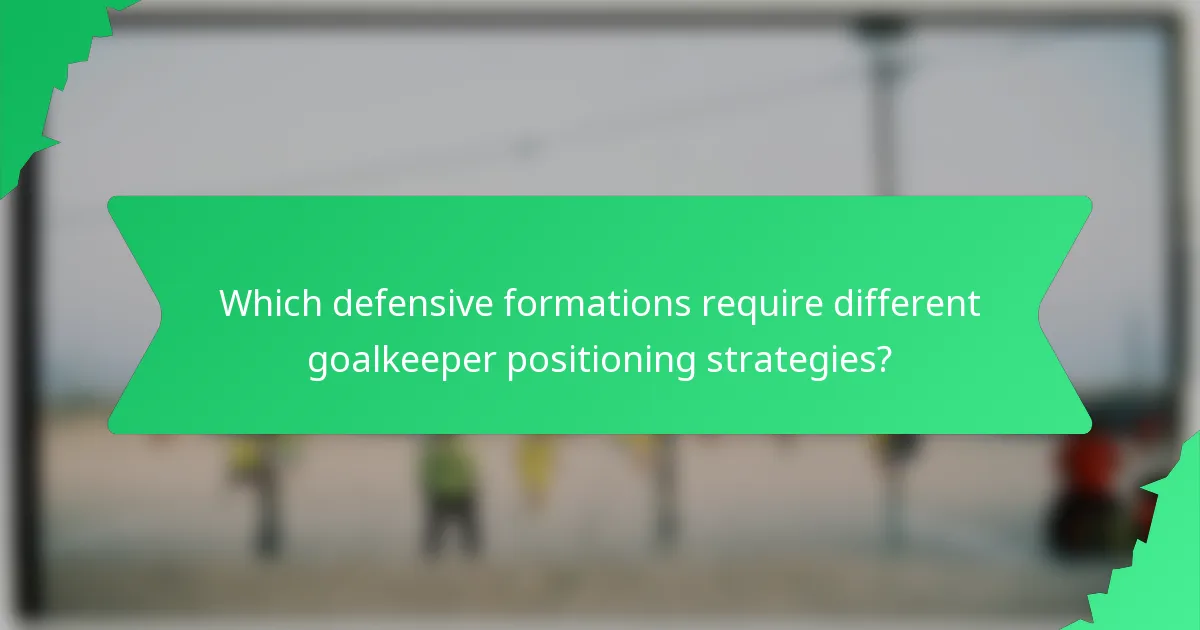 Which defensive formations require different goalkeeper positioning strategies?